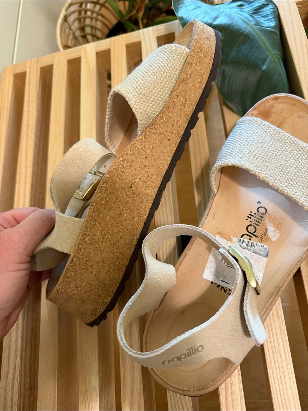 Papillio Beige Canvas Sandals